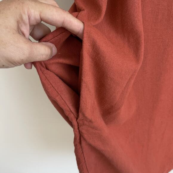 Old Navy XXL Linen Blend Button Front Casual Shirt Dress Pockets Rust 2XL - Picture 6 of 13